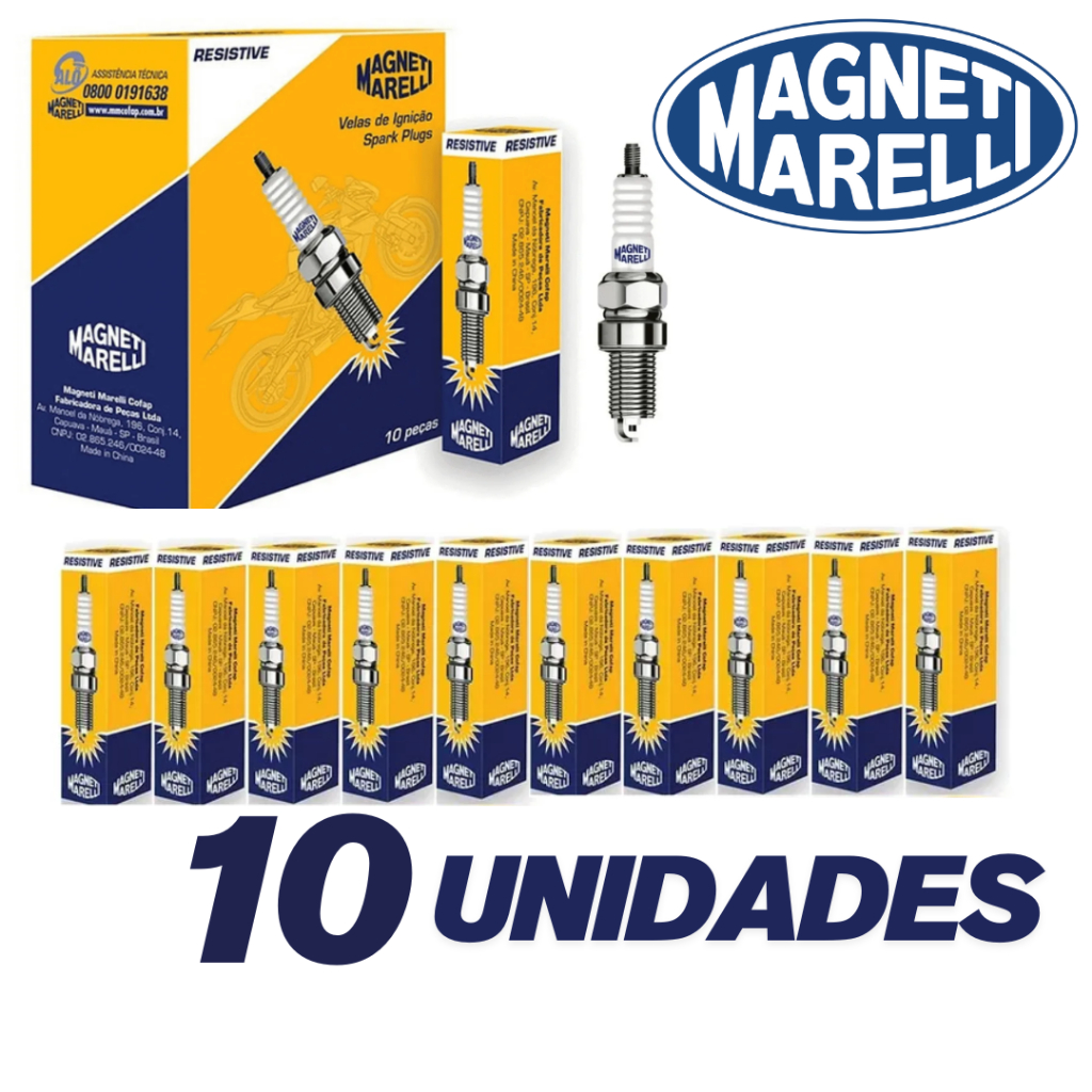 Vela Ignição Magneti Marelli (Cofap) KIT COM 10 UNIDADES - Moto Titan Fan 150 160 Bros 150 160 XRE 190 em Oferta na Shopee