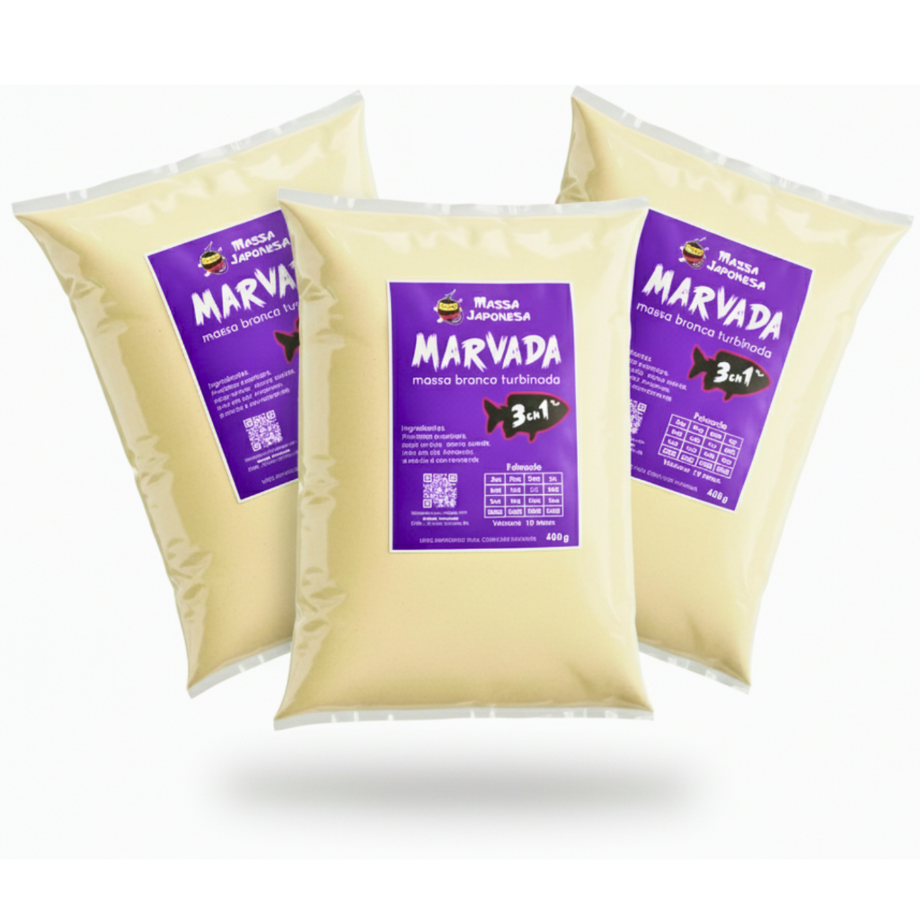 Kit 3 Massa Japonesa Marvada 3 Em 1 Massa Branca 1,2Kg P/ Pesca