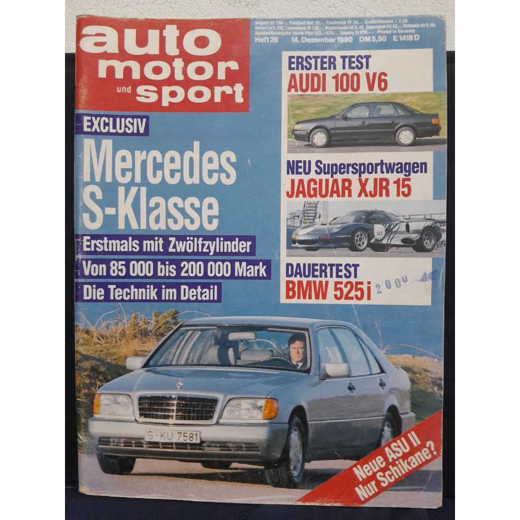 REVISTA AUTO MOTOR UND SPORT – Nº 26 – 14 DEZEMBRO 1990 (ALEMANHA) EDIÇÃO ORIGINAL ALEMÃ DA RENOMADA R