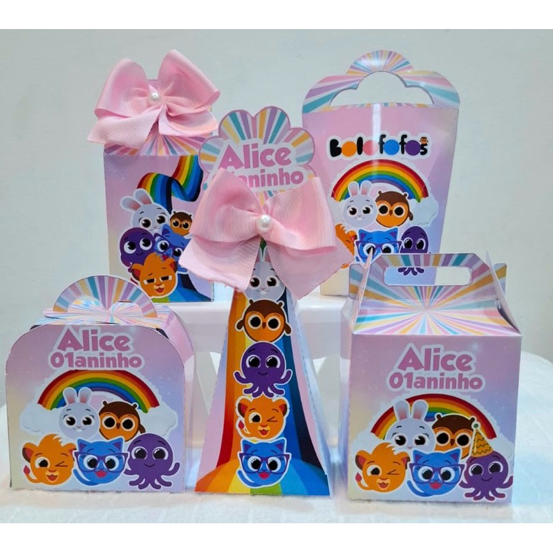 Kit Caixinhas Personalizadas Bolofofo Rosa | Lembrancinhas de Aniversário | Kit Festa