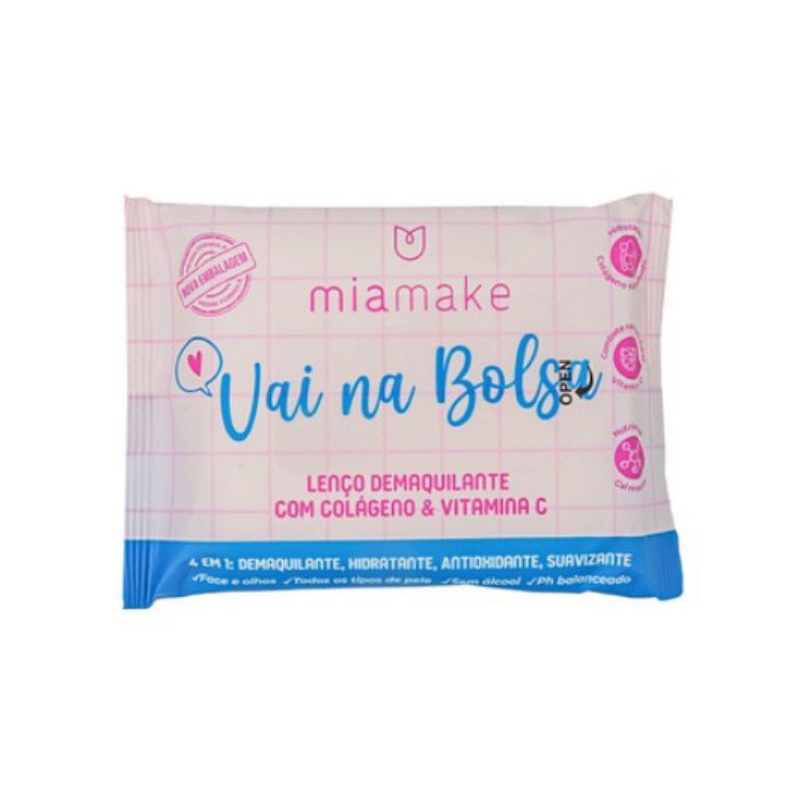 Lenço demaquilante de bolsa miamake vai na bolsa