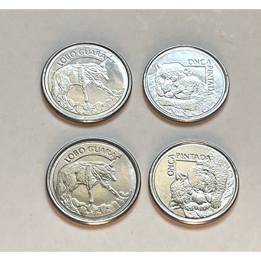 Kit com 4 Moedas de Cruzeiros Reais Soberbas Bonitas (Onça 1993/1994 + Lobo 1993/1994). Peças de Coleção Escassas