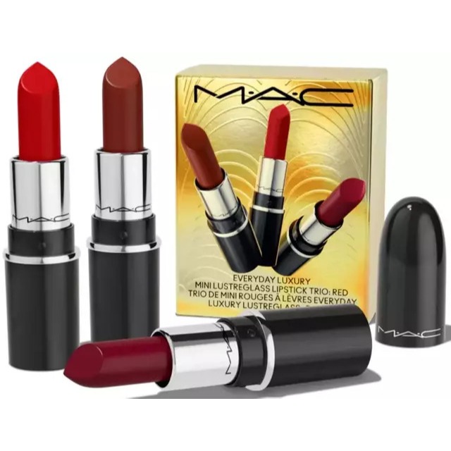MAC Trio De Batons Everyday Luxury Mini Lustreglass, Vermelho, Conjunto De 3 Peç