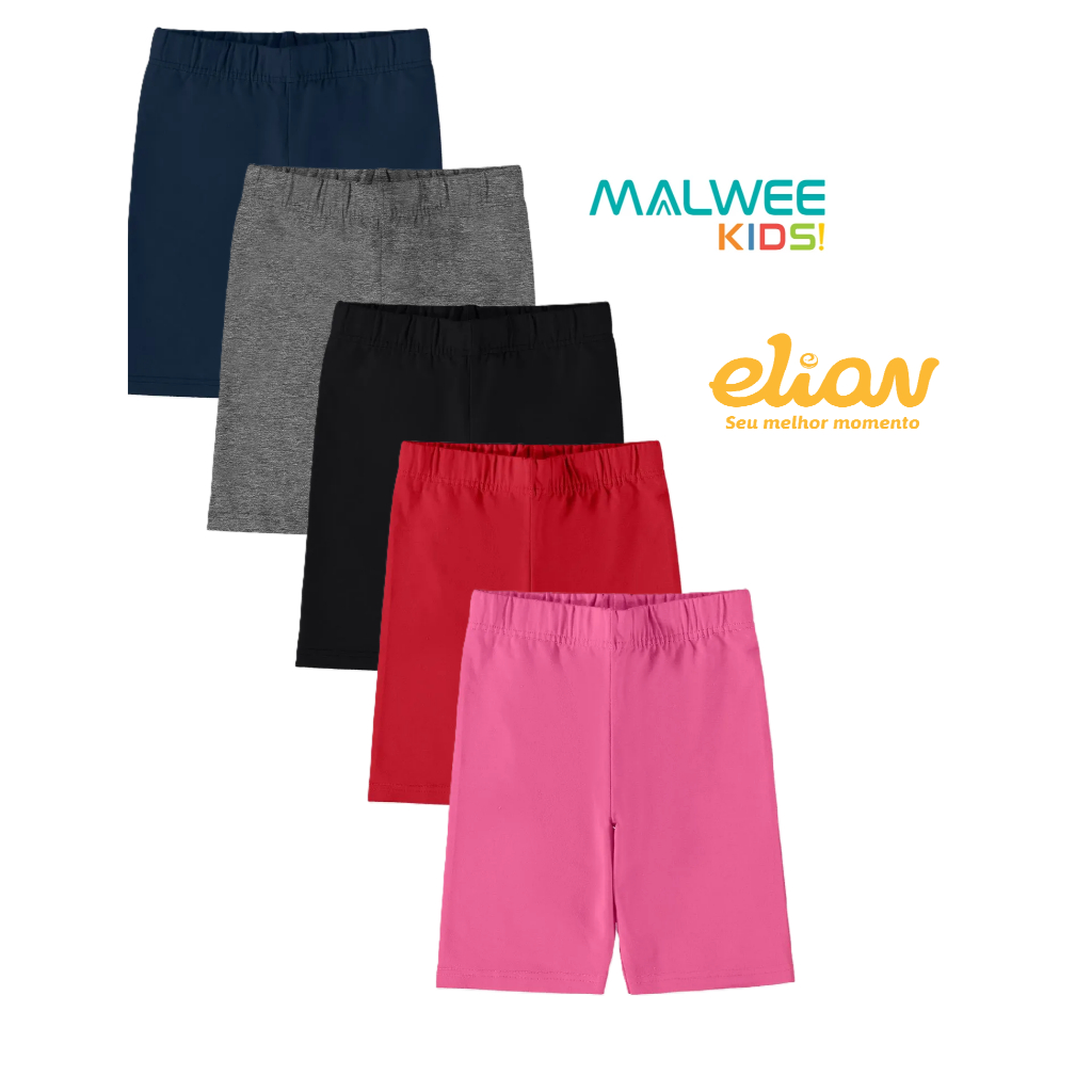BERMUDA ELIAN E MALWEE CICLISTA DE COTTON INFANTIL MENINA- Tamanho 1 ao 18 em Oferta na Shopee