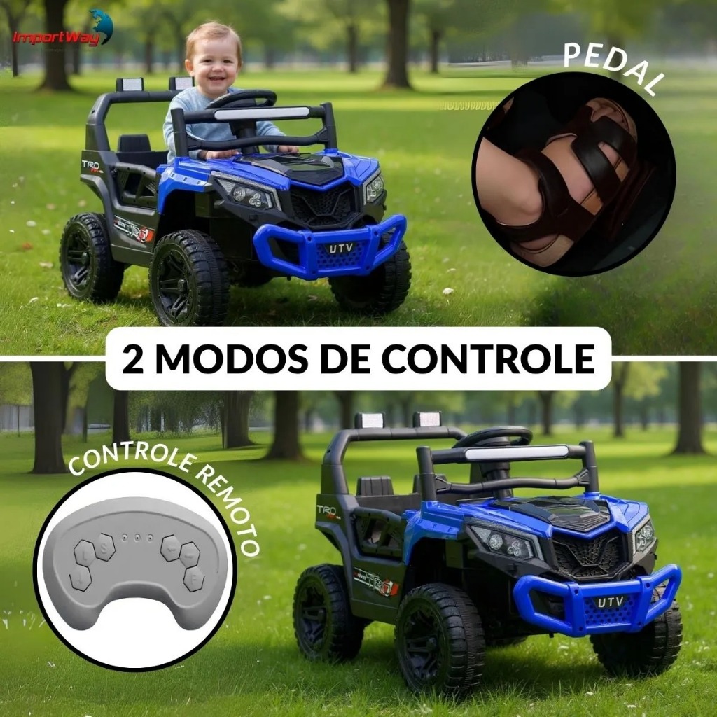 Mini Quadriciclo Utv Infantil 12v Som Bluetooth Luz Carrinho Elétrico com Controle Remoto · foto 2