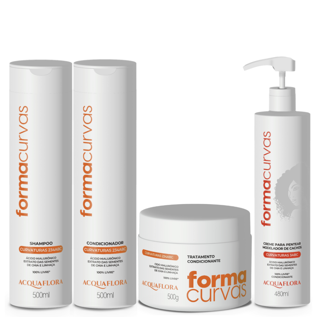 Kit Shampoo, Condicionador, Máscara e Creme Cachos Formas e Curvas | Acquaflora