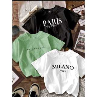 Kit 3 Blusas Tshirt Feminina Camiseta100% Algodão Estampada Casual Milano-Paris-LosAngeles Elegante