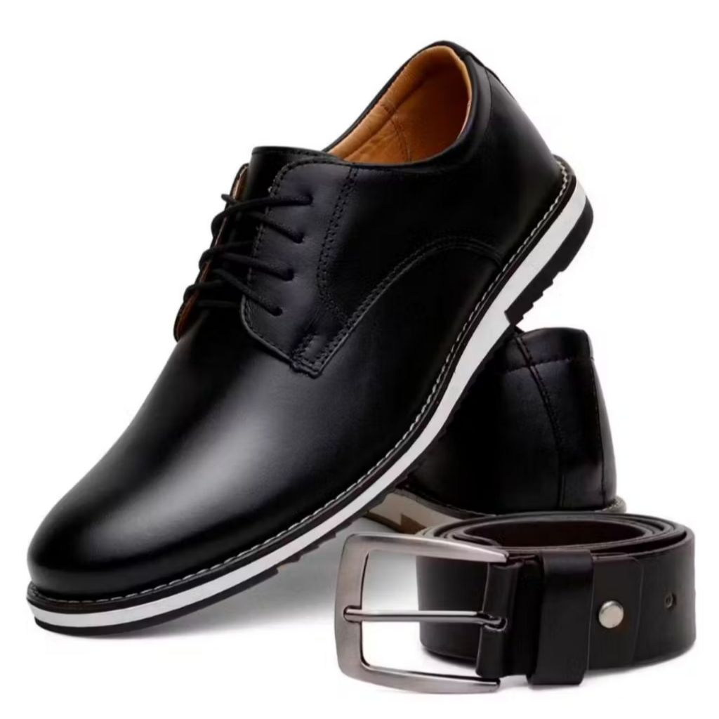 Sapato Social Masculino Oxford Elegante Ingles De Couro Macio Confortável Premium Dia a Dia Envio Imediato + Cinto Duplo