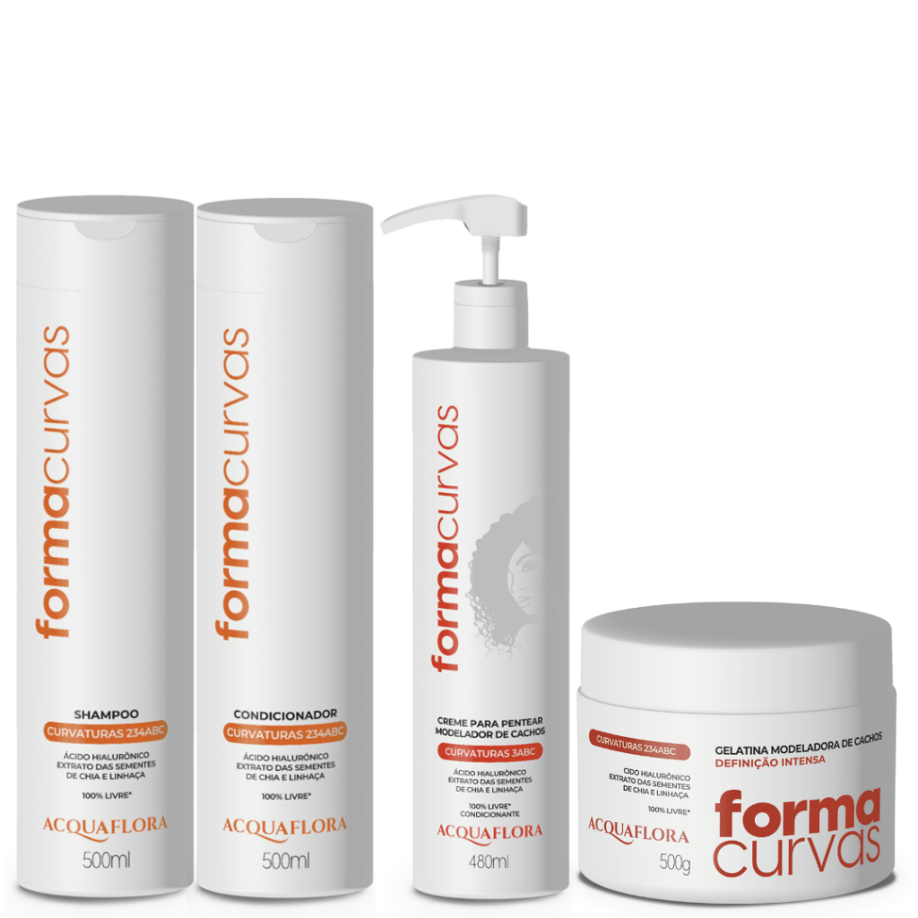 Kit Shampoo, Condicionador, Creme Cachos e Gelatina Formas e Curvas | Acquaflora