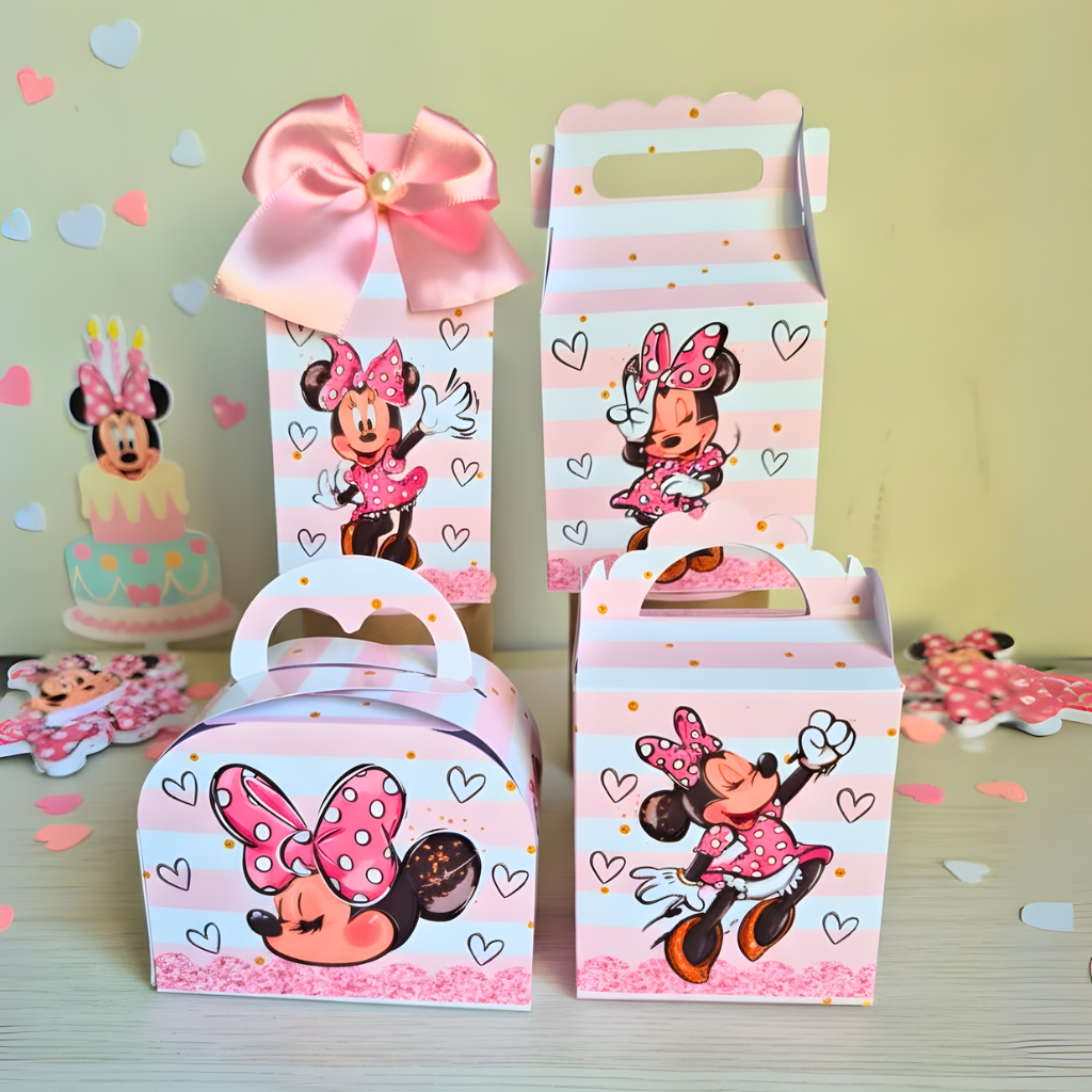 Caixinha Lembrancinha Minnie Personalizada | Nome e Idade | Festa Infantil Aniversário Menina | Decoração Mesa