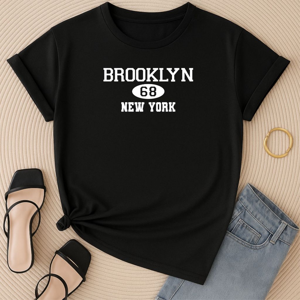 Camiseta, T-shirt, Blusinha Blusa Babylook Feminina Estampada Brooklyn promoção 100% algodão