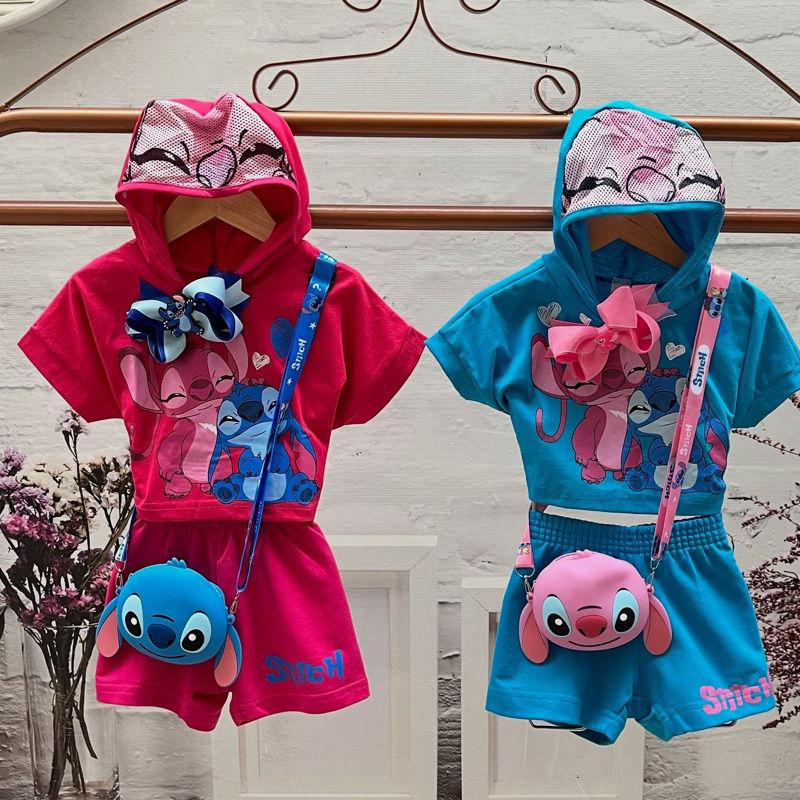 CONJUNTO TOUCA TEMA STITCH