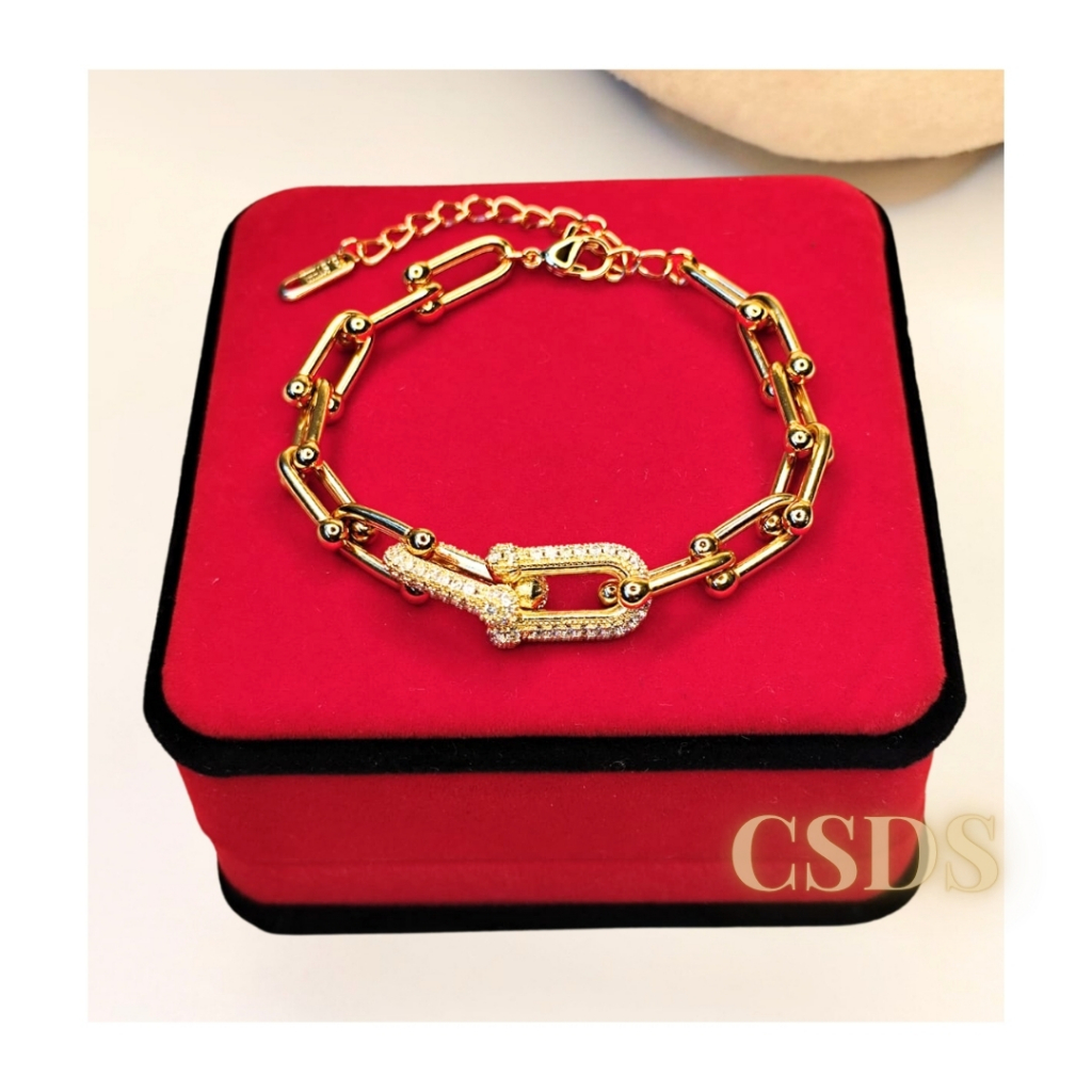 Pulseira Feminina Importada Marca Famosa -Tiff- 2elo Cravejado Semijoia Alta Qualidade Luxo Garantia