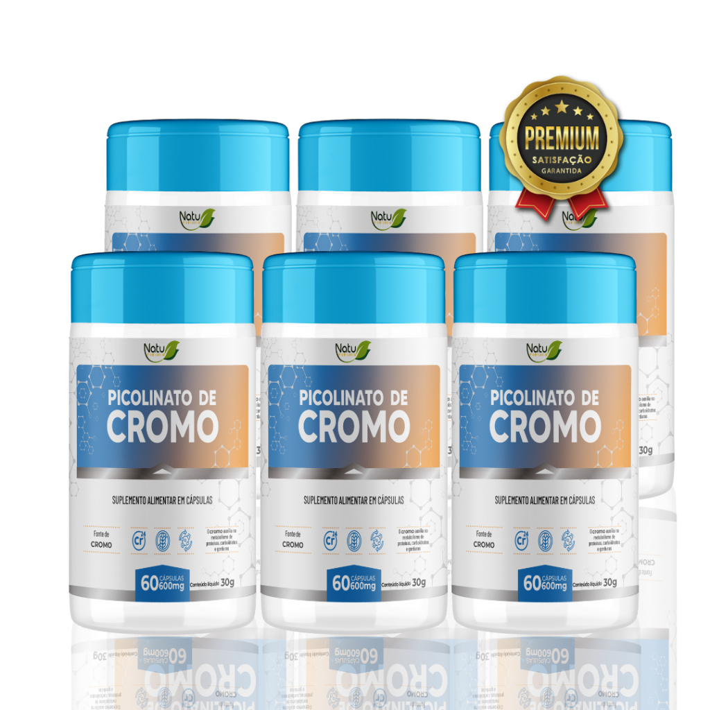 Picolinato de Cromo Natural – Auxilia no Controle de Gorduras e Açúcares KIT 3 a 6