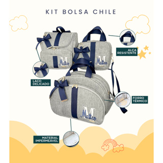 Kit Maternidade 3 Peças Personalizado Térmica Impermeável, Coleção Chile em Oferta na Shopee