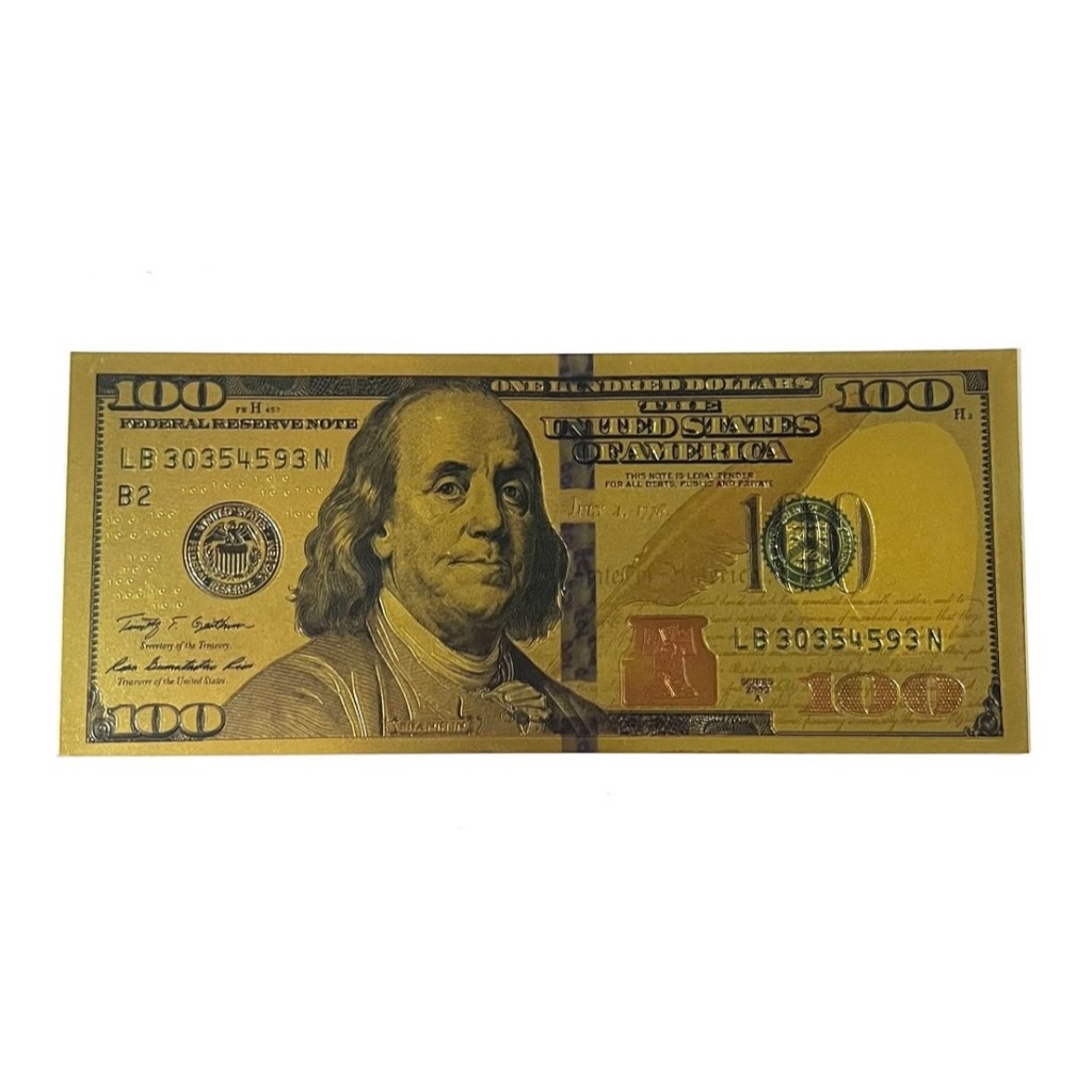 Cédula Fantasia de 100 Dólares Gold Nova para completar Álbum. Item de Coleção do Mundo