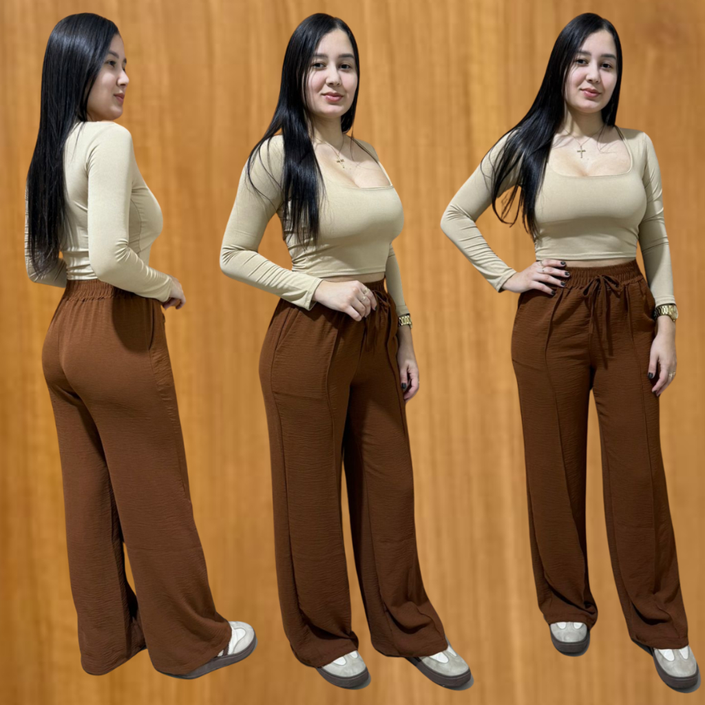 Kit com 1,2 e 3 Calças Pantalona Feminina Cintura Alta Sem Bolso Tecido Duna em Oferta na Shopee