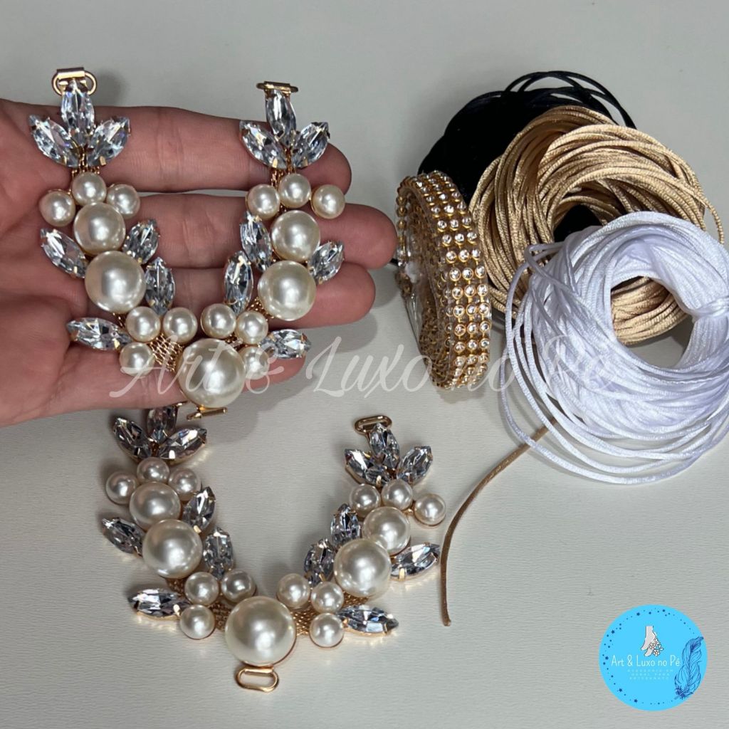 kit Cabedal  Perolado Cristal Similar Sem Pino (para chinelos em Oferta na Shopee