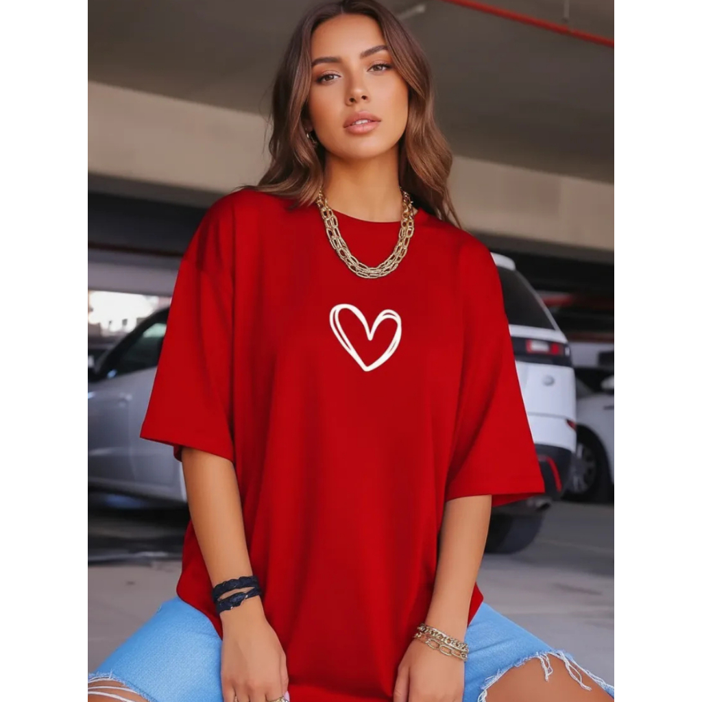 Blusinha Oversized Feminina Basica Manga Redonda T-Shirt Camiseta Academia Corrida Caminhada