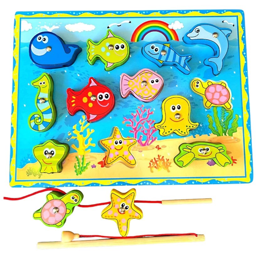Pescaria Divertida Com Imã MDF Brinquedo Educativo Pedagógico Infantil Montessori