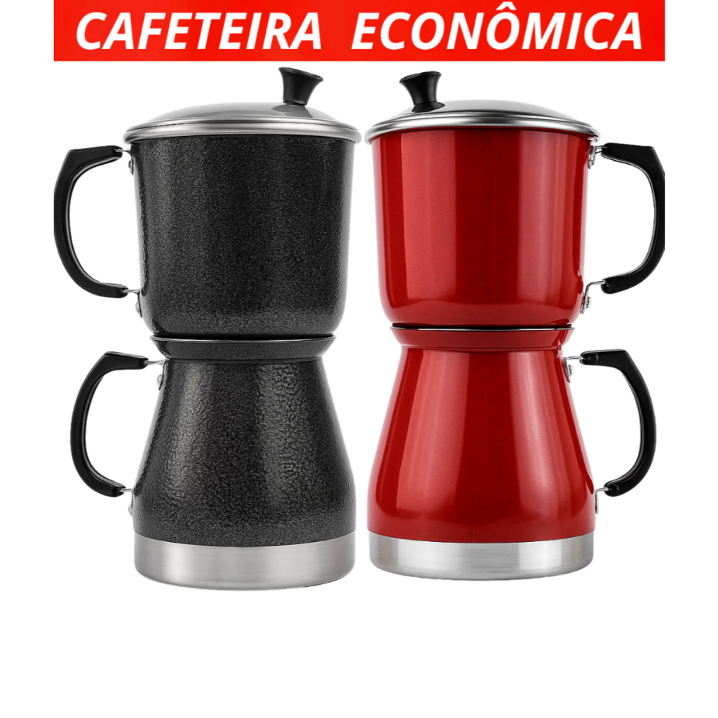Cafeteira Italiana Preto craqueado 1500 Ml Em Aluminio 29cm - Cafeteira Economica