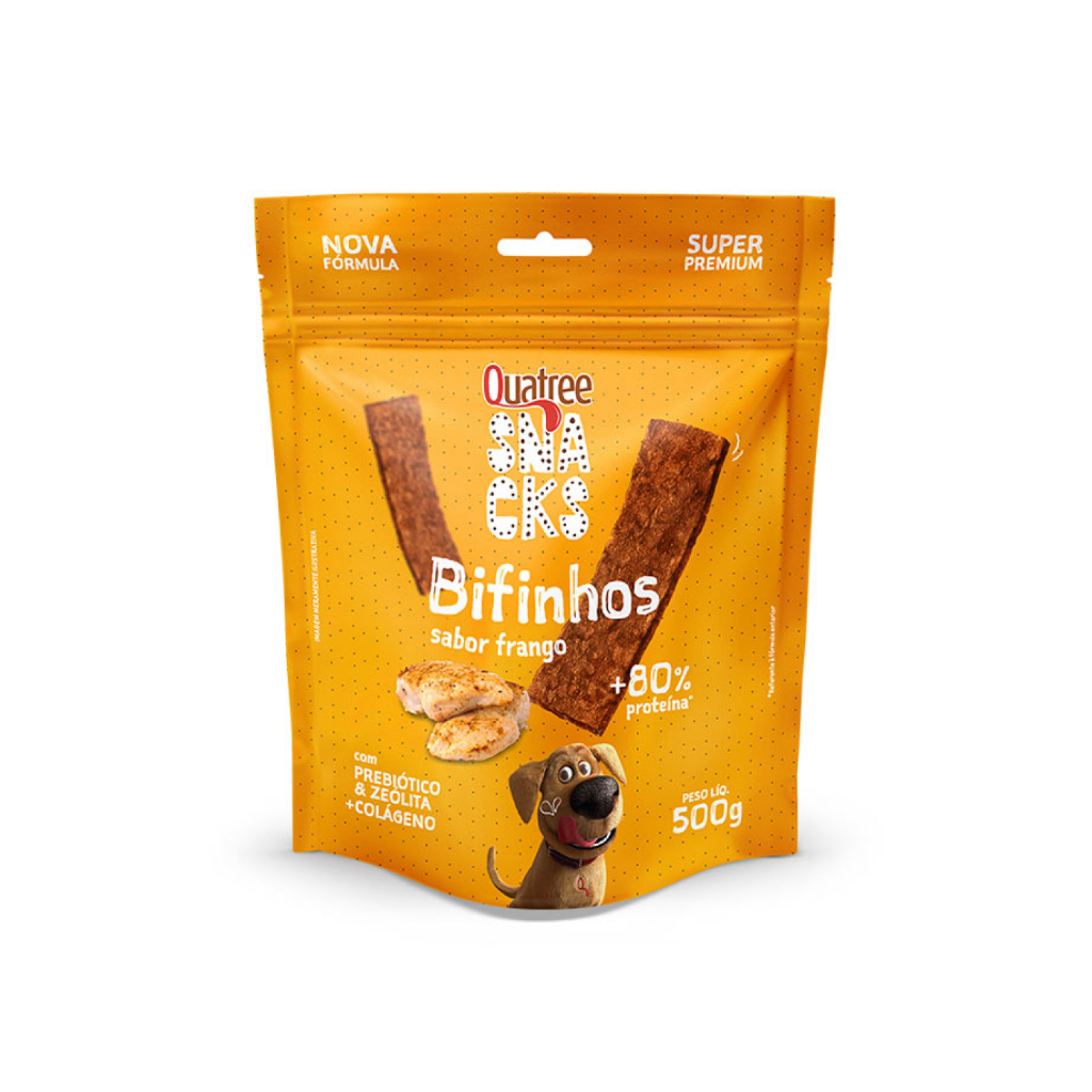 Petisco Quatree Snacks Bifinhos Frango 500 g em Oferta na Shopee