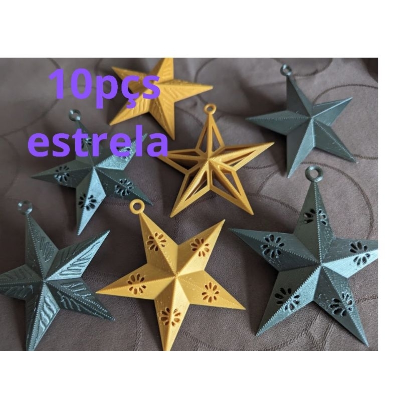 kit 10 decoração de natal ,decoração de árvore Ano Novo, Natal ,estrela estrela de natal feliz ano.