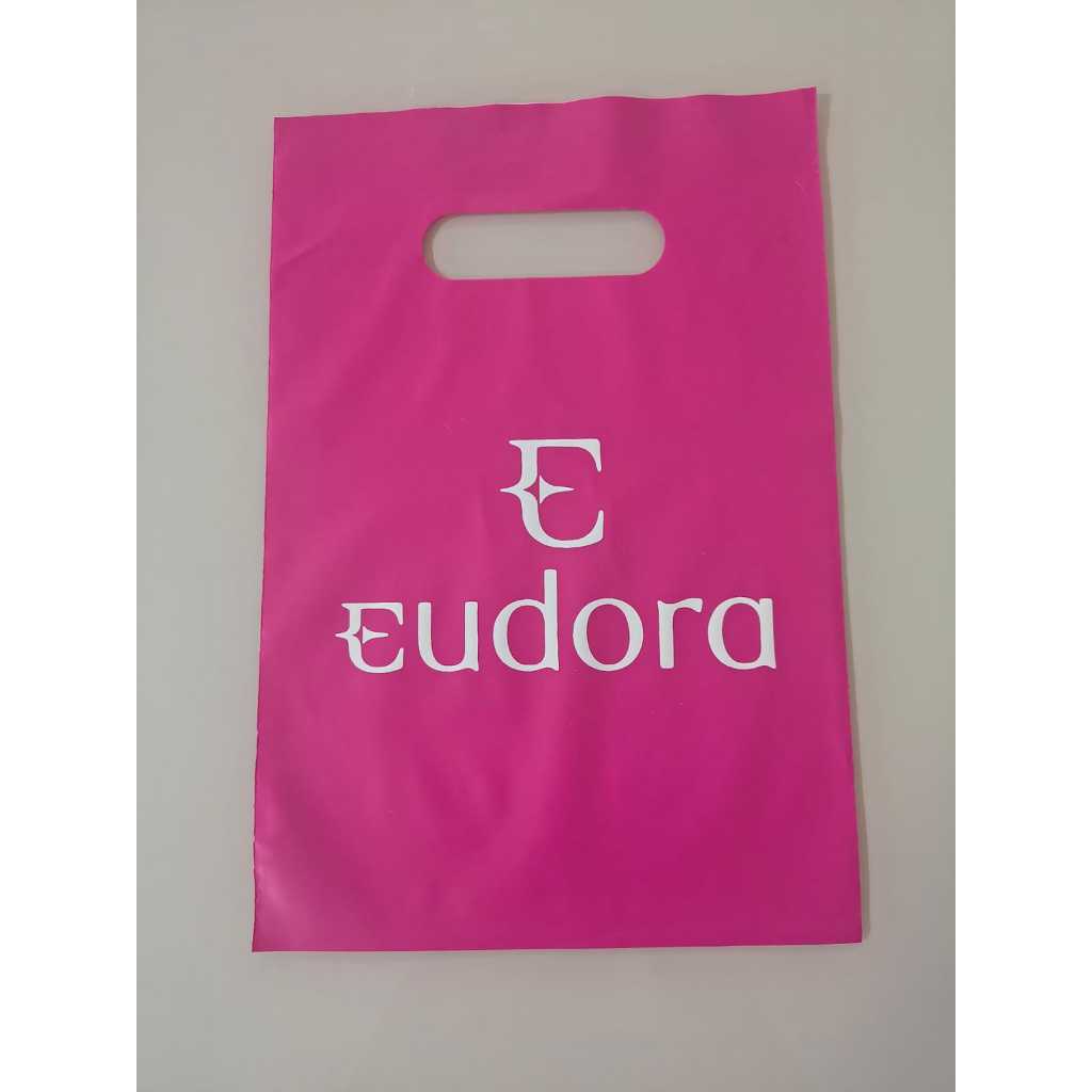 Sacolas Plásticas Rosas c/ logo Eudora