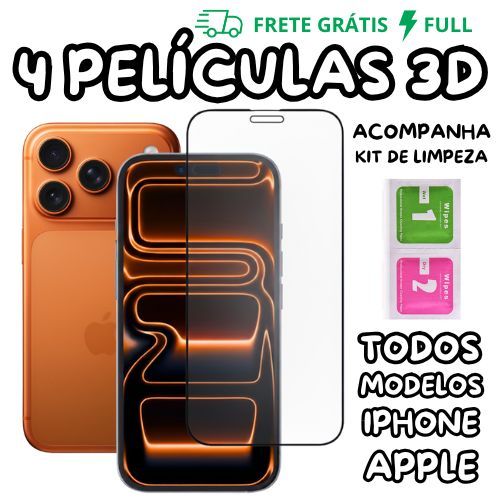 ATÉ 4 PELÍCULAS DE VIDRO 3D PARA IPHONE TODOS MODELOS PARA IOS 7 8 XS XR 11 12 13 14 15 16 17 PRO MAX