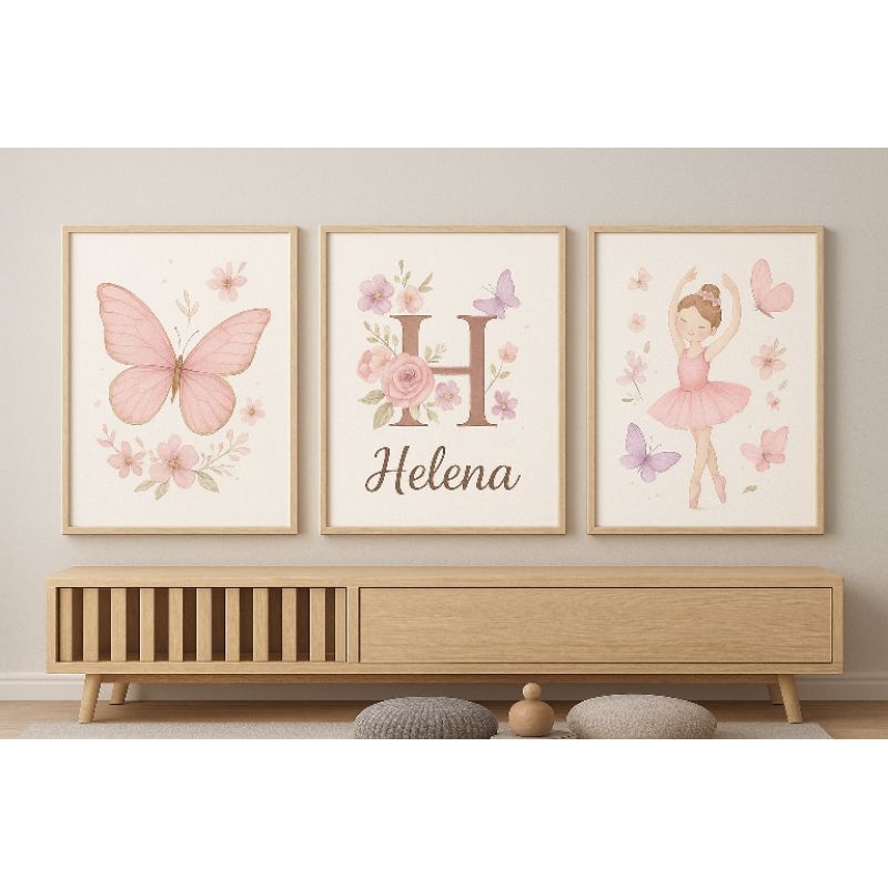 Quadros decorativos menina Borboleta jardim decoração para quarto infantil em Oferta na Shopee