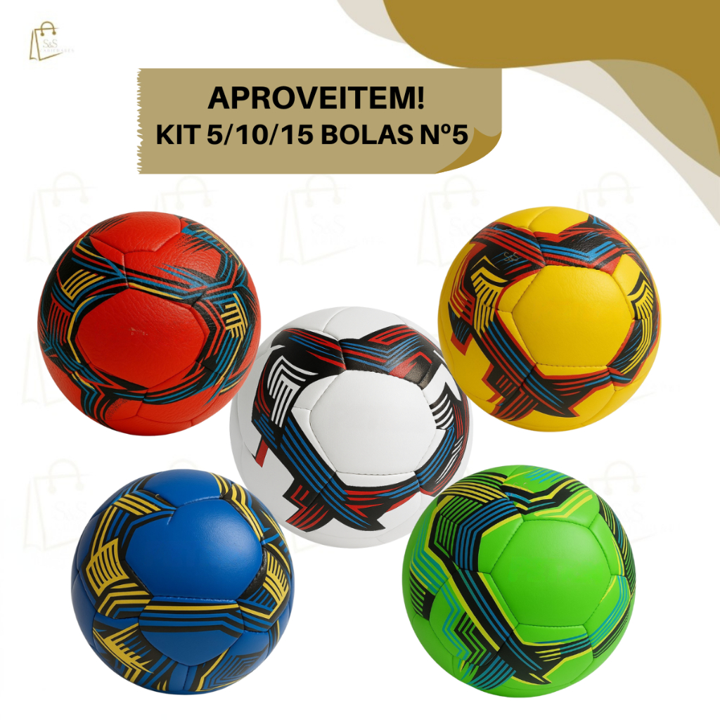 Kit 5 / 10 ou 15 Bola de Futebol De Campo Grande nº 5 Tamanho Oficial Cores Sortidas, Resistente em Oferta na Shopee