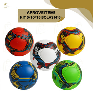 Kit 5 / 10 ou 15 Bola de Futebol De Campo Grande nº 5 Tamanho Oficial Cores Sortidas, Resistente em Oferta na Shopee