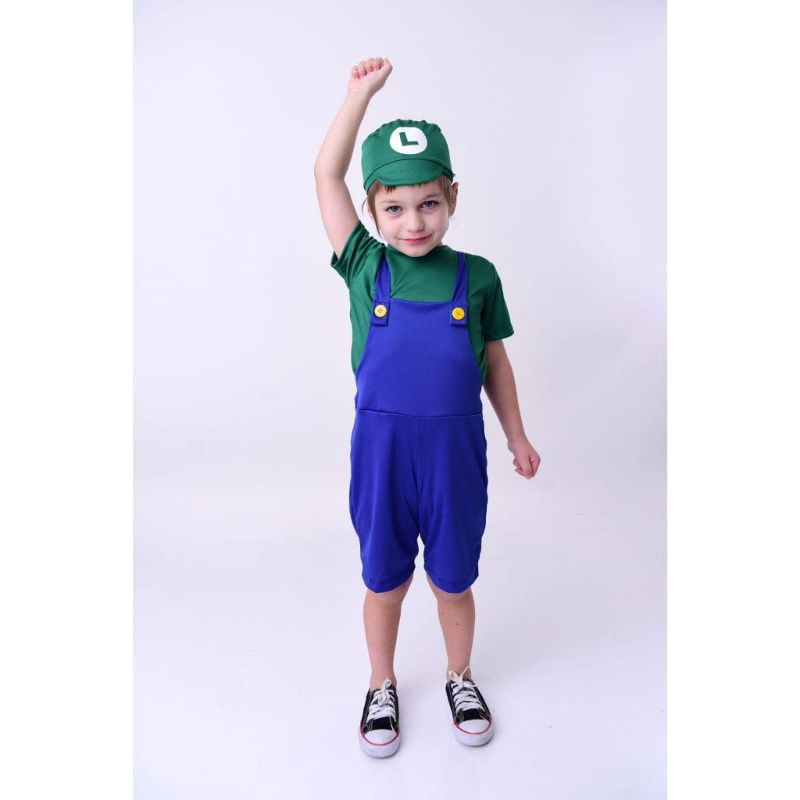 Fantasia Infantil Luigi do Super Mario Bros com Boina