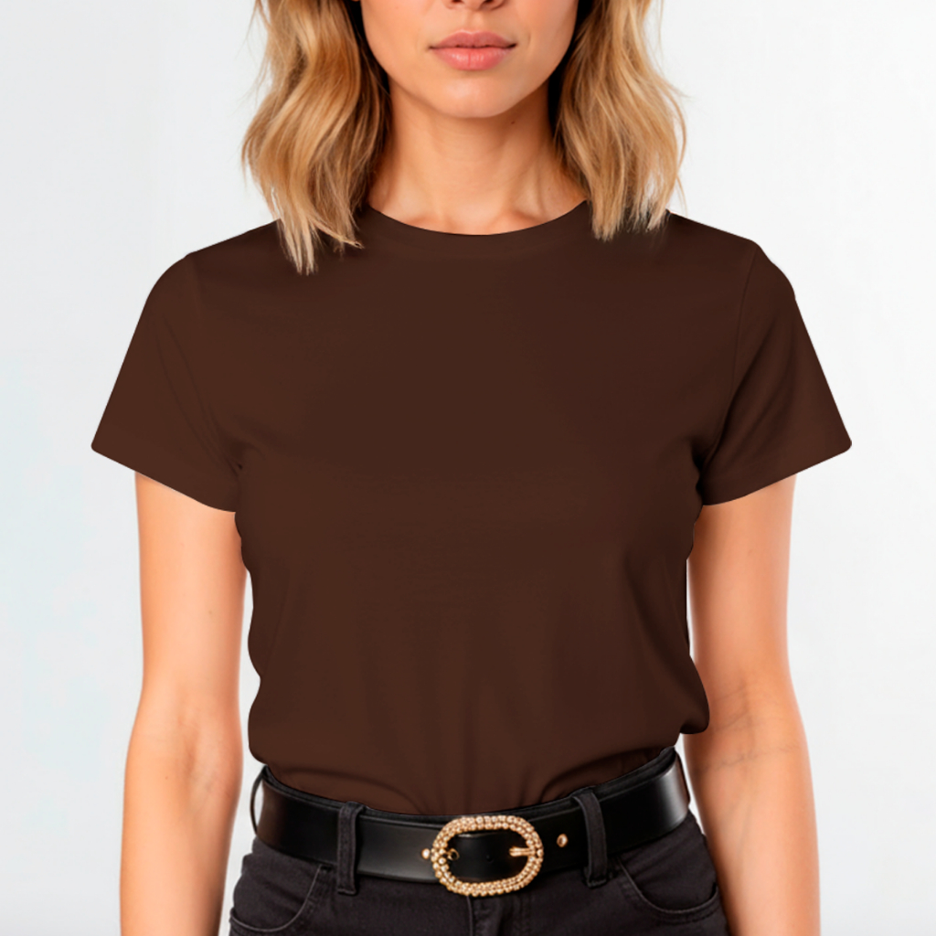 Camiseta Marrom Feminina Lisa Premium Basica Blusinha 100% Algodao em Oferta na Shopee