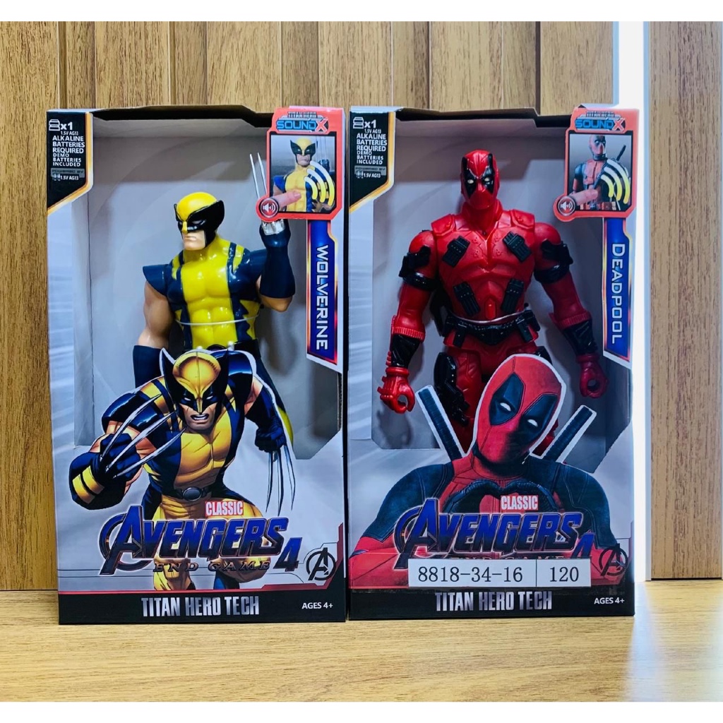 2 Bonecos Deadpool & Wolverine 30cm Articulados C/ Som Acende Luz Filme Novo Envio Imediato
