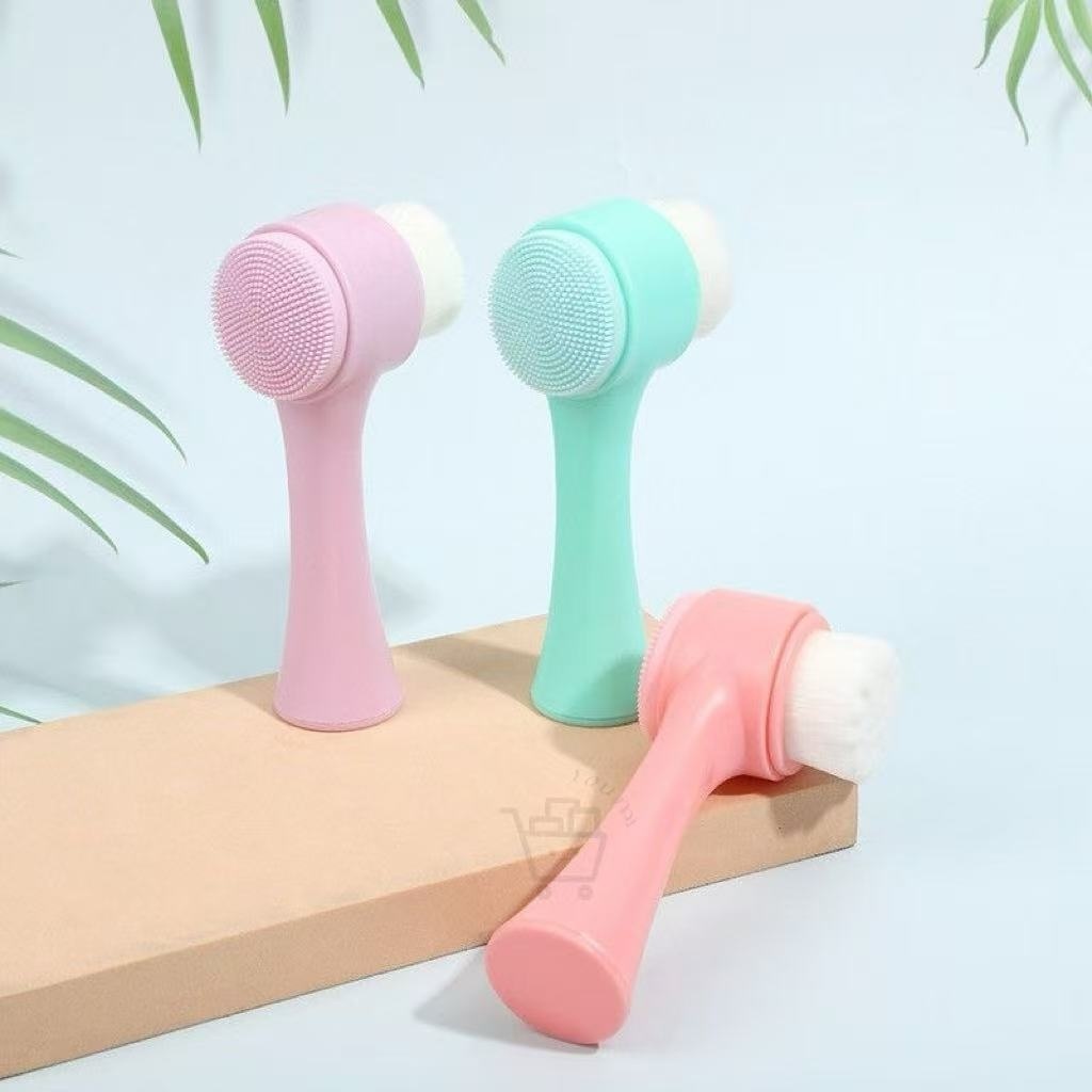 Escova de limpeza dupla face de silicone massageadora 2 em 1 para limpeza de poros e cravos