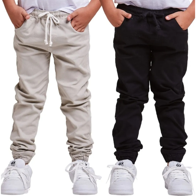 Kit 2 Calças Jogger para Meninos Conforto e Estilo Tamanho 4 ao 16