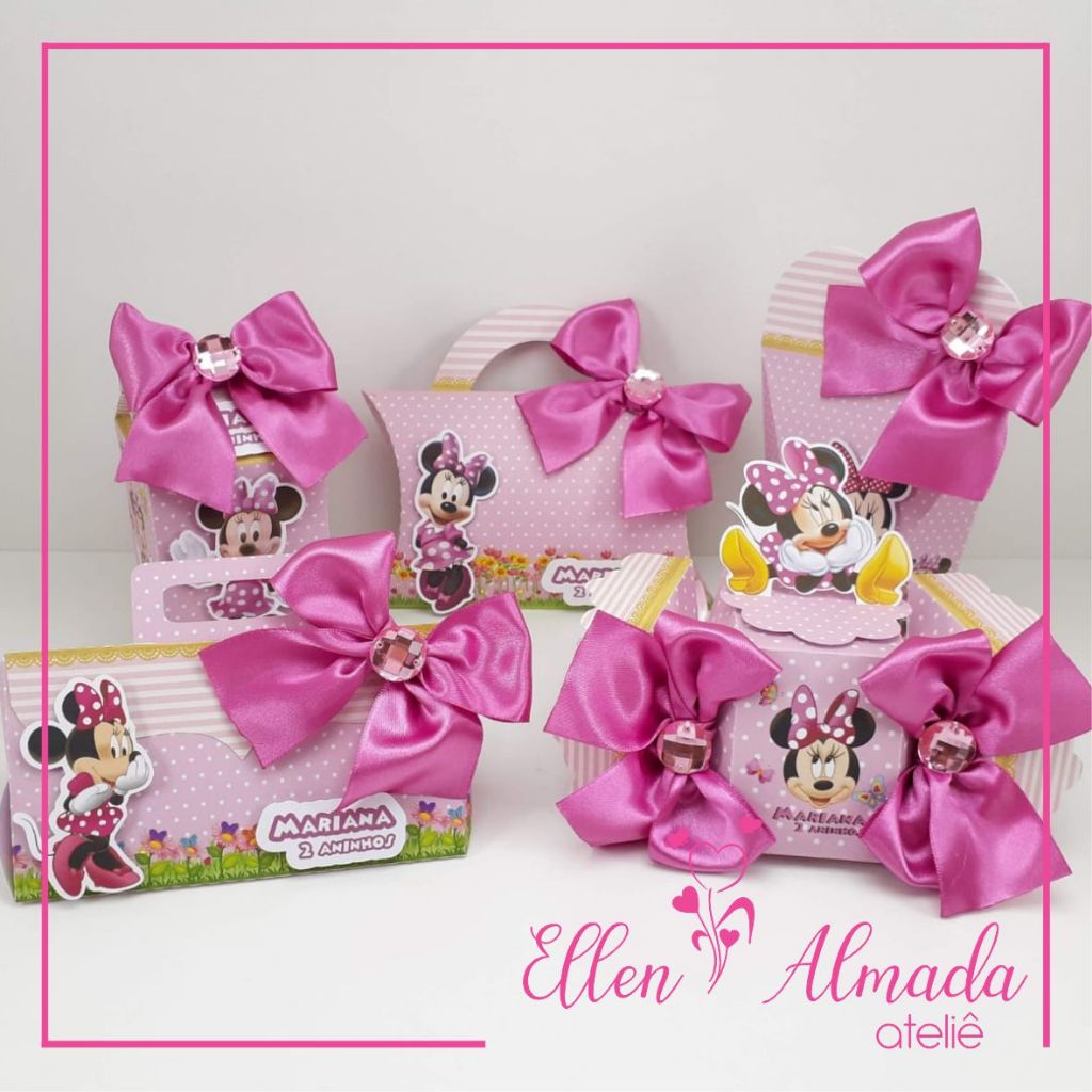 Caixas Personalizadas Minnie Rosa-Lembrancinha Minnie Rosa-Kit Festa Minnie Rosa-Lembrancinha Minnie