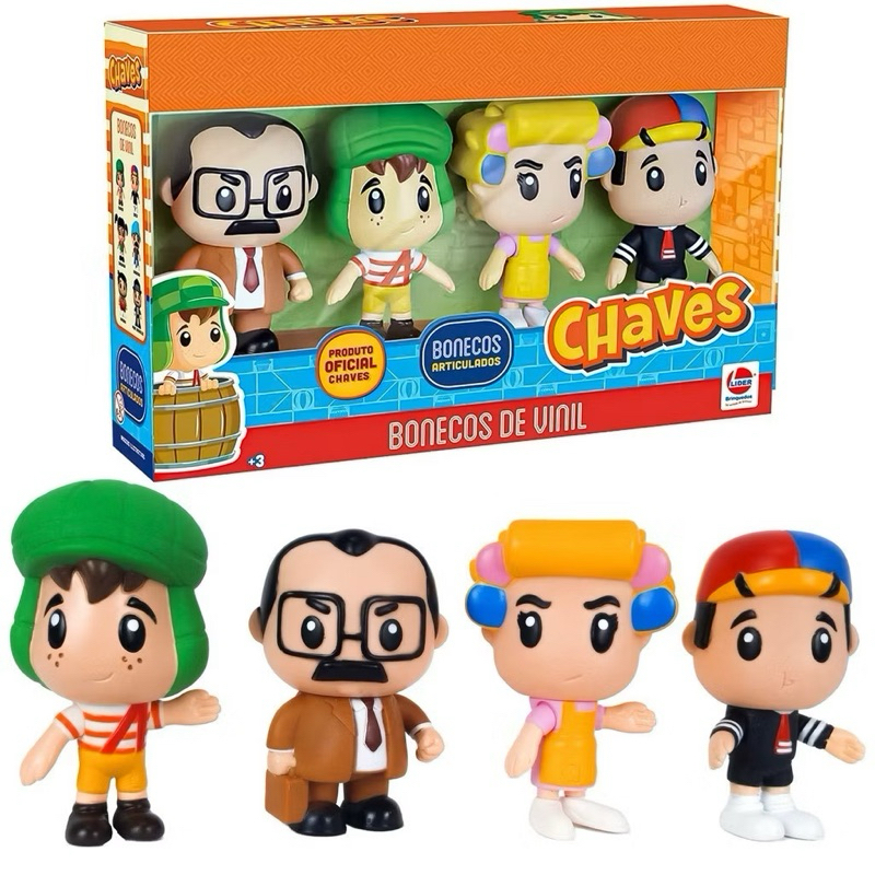 Kit 4 Bonecos Vinil  12 Cm Chaves, Quico, Seu Barriga e Dona Florinda Original