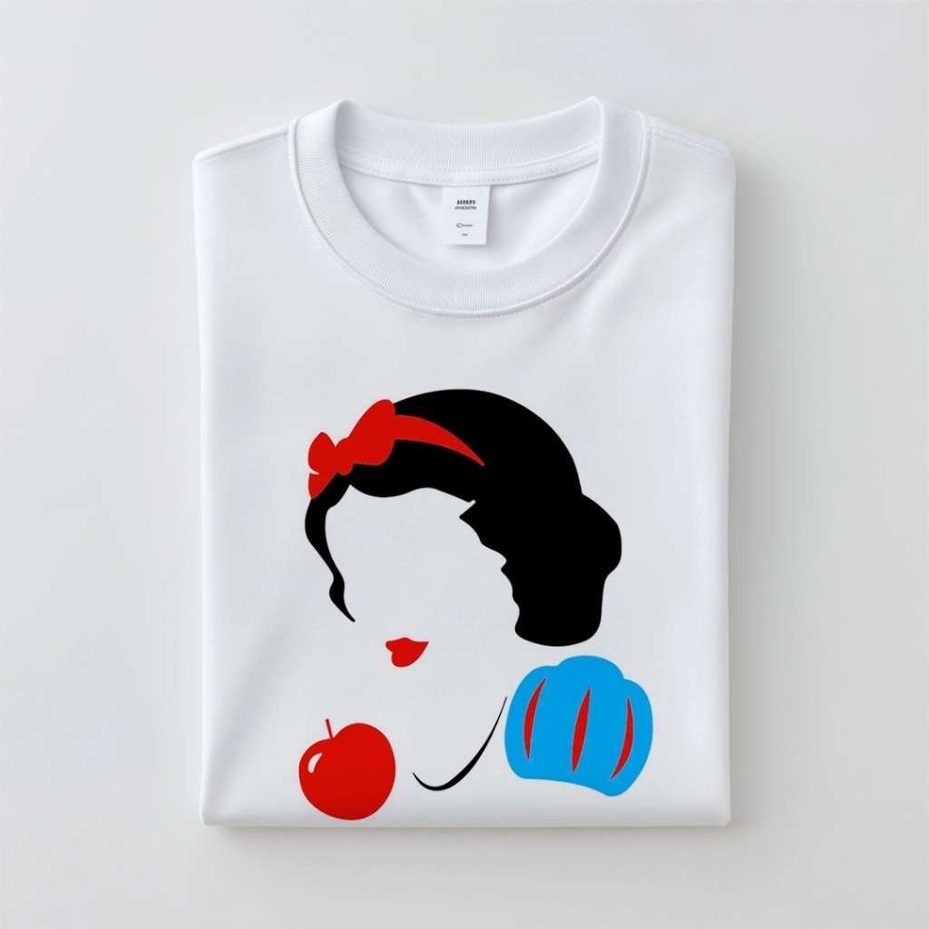 Camiseta Branca de Neve Disney Estampa Colorida Princesa Fashion Presente Criativo Mulher