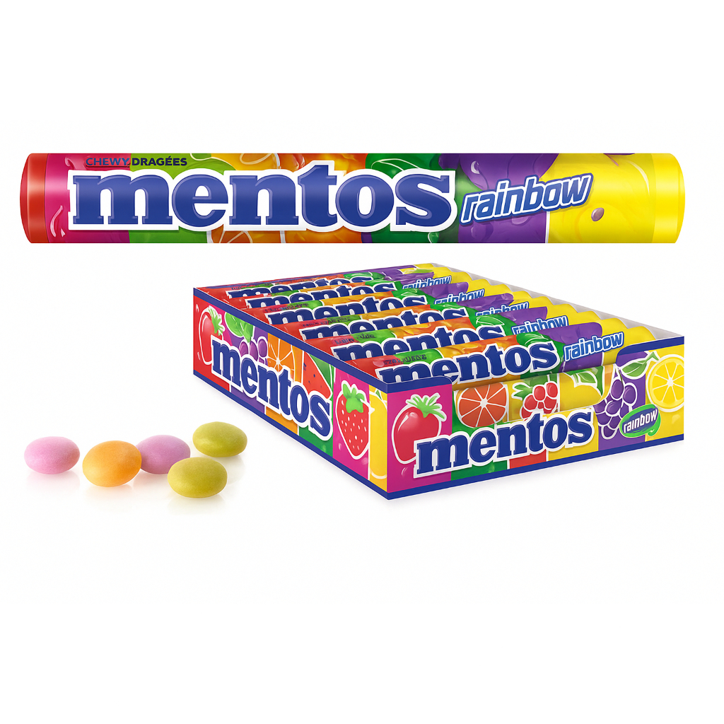 Mentos Rainbow Bala Mastigável Perfetti Caixa 472g com 16 Unidades em Oferta na Shopee