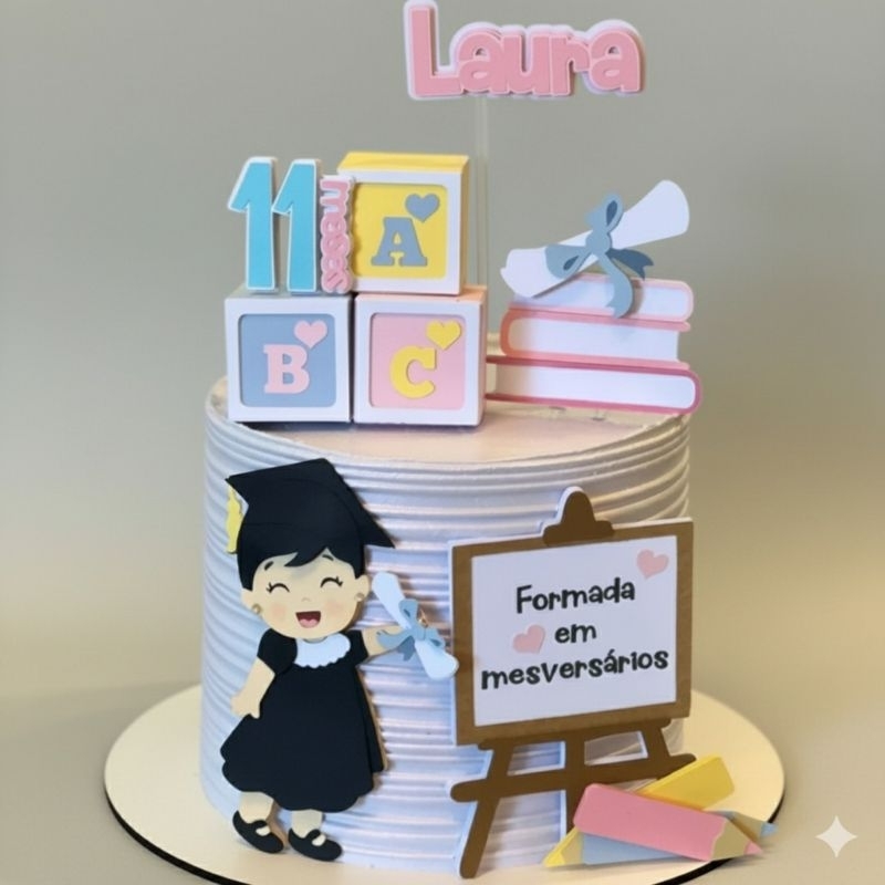 topo de bolo aniversário mesversário papelaria personalizada festa infantil aniversário