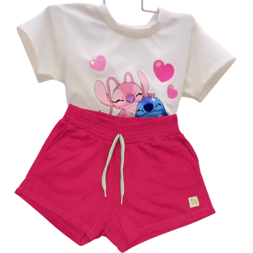Kit 3 Conjuntos Roupa Infantil Menina Verão Blusa Short Tamanho 2 4 6 e 8 anos Com Personagen