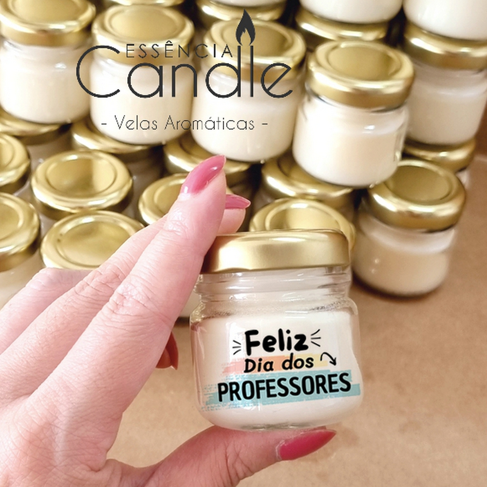 5 LEMBRANCINHAS + SAQUINHO ORGANZA Mini Velas Aromáticas  dia dos professores, Cera vegetal