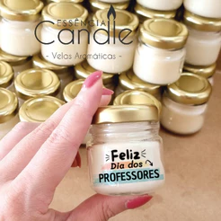 5 LEMBRANCINHAS + SAQUINHO ORGANZA Mini Velas Aromáticas dia dos professores, Cera vegetal