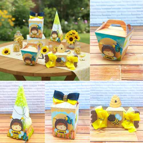 KIT MONTADO - kit personalizados ABELHINHA, lembrancinhas caixinhas mimos de aniversário festa infantil