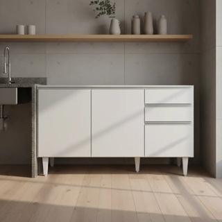 Balcão de Pia Gabinete de Cozinha 120cm 3 Portas e 2 Gavetas sem Tampo MDF em Oferta na Shopee