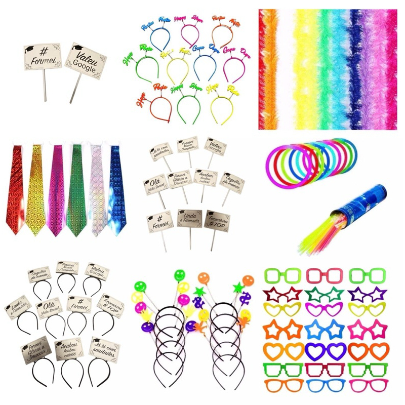 Kit Festa Formatura Balada Neon 50 Itens Com Kit Formando