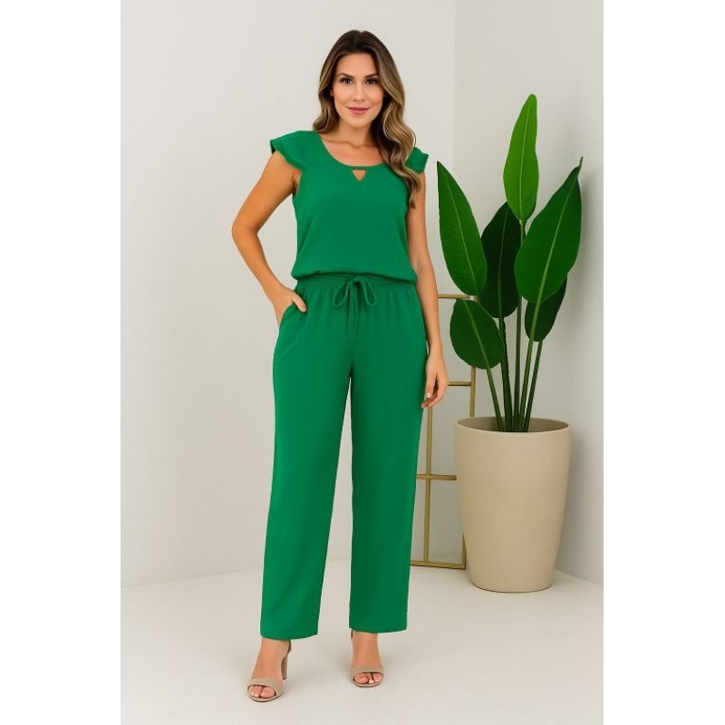 Conjunto Feminino Blusa Manga Curta Com Babado E Calça Tecido Duna Premium Fresco Tendência Casual em Oferta na Shopee