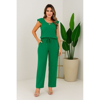 Conjunto Feminino Blusa Manga Curta Com Babado E Calça Tecido Duna Premium Fresco Tendência Casual em Oferta na Shopee